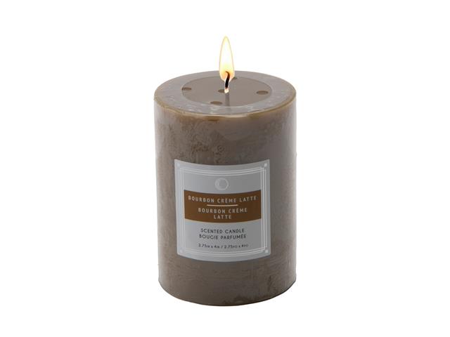 2.75" X 4" SCENTED PILLAR CANDLE (BOURBON CRÈME LATTE) (8/DISP)